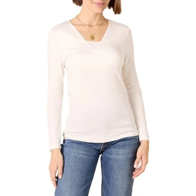 Immagine di Amazon Essentials Top Premaman con Scollo a V per L&#039;Allattamento Donna, Avorio, XS