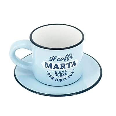 Immagine di CLEARCO Tazzina da caffè in gres porcellanato personalizzata con piattino Marta