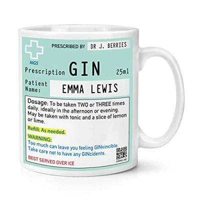 Immagine di Tazza con scritta &quot;Gin Prescription&quot;, 283,5 ml