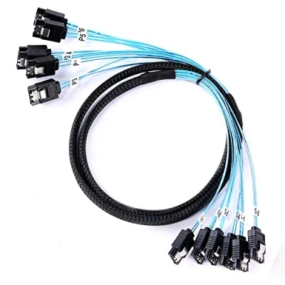 Immagine di ADCAUDX cavo SATA III, 1 m, 6 pezzi/set, Gbps, di ricambio per Bitcoin Computer Server CD DVD Drive Raid HDD SSD dati (1 m)