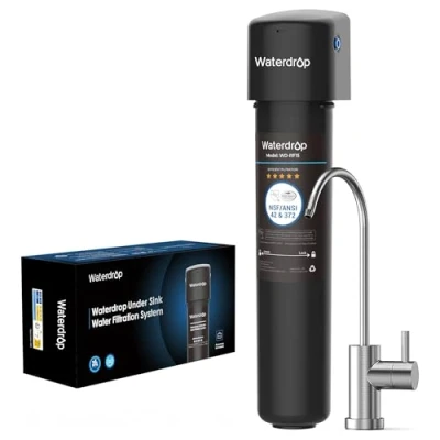 Immagine di Waterdrop 15UB Filtro Acqua Sistema con Rubinetto Dedicato Goccia, Depuratore Domestico per 60K Litri, Certificato da NSF/ANSI 42, Rimuove di Piombo, Cloro, Cattivo