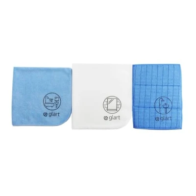 Immagine di Glart 4PAS set di 3 panni in microfibra per bagno, WC, doccia, sanitari, casa, più accurati del cotone o semplici la pulizia, asciugamani da cucina, strofinacci