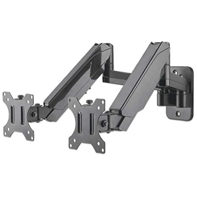 Immagine di Manhattan 461627 2 vie Supporto a muro per monitor 43,2 cm (17) 81,3 (32) Nero Ruotabile, Regolabile in altezza, Inclinabile, Girevole