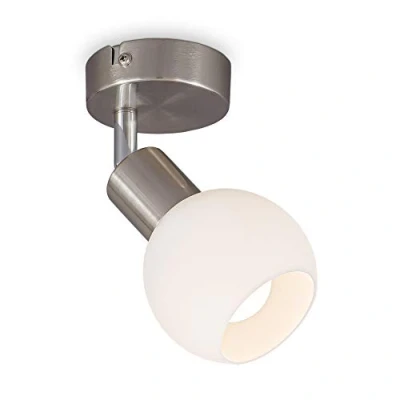 Immagine di B.K.Licht Faretto LED orientabile con paralume in vetro, inclusa lampadina E14, luce calda 3.000K, 5W, 470Lm, plafoniera da parete o soffitto