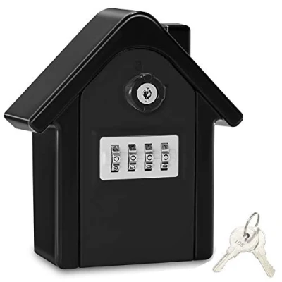 Immagine di WACCET Cassaforte per Chiavi Grand Esterno Cassetta Combinazione a 4 Cifre e Emergenza Chiave, Muro Sicurezza Casa (Nero)
