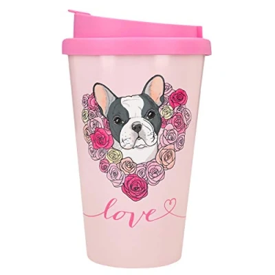 Immagine di Depesche 2180.005 To Go Tazza in plastica con scritta, 350 ml, motivo: Love bulldog francese