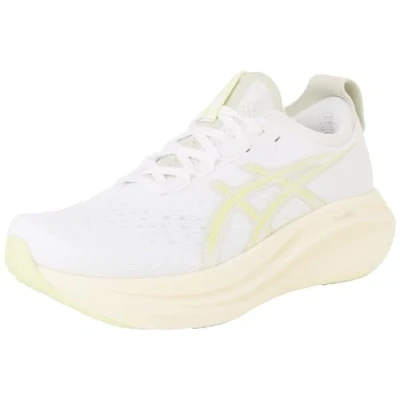 Immagine di Asics Gelnimbus 27 Scarpe da corsa su strada, Uomo, Taglia: 45, White/huddle yellow Tessuto / sintetico