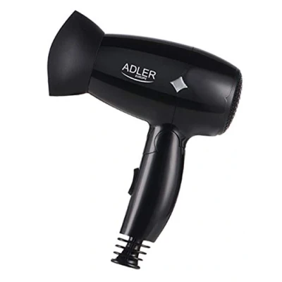 Immagine di adler AD 2251 Asciugacapelli da viaggio pieghevole, 1400 W, compatto, 2 temperature, velocità, polimero, nero