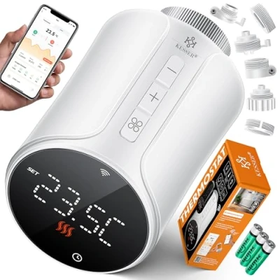 Immagine di KESSER® Termostato per termosifone WiFi riscaldamento Wi Fi con controllo app Smart Home Alexa, Google Assistant 6 valvole radiatore, risparmio energetico e costi