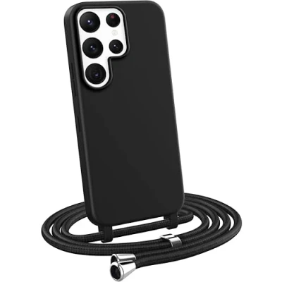 Immagine di MyGadget Cover per Samsung Galaxy S22 Ultra Custodia con Corda Case Cordino Opaca Antiurto/Bumper Laccio/Tracolla Practical Stylish Collo Nero