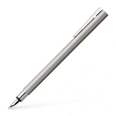 Immagine di Faber Castell 342101 Stilografica Neo Slim in acciaio inossidabile, larghezza pennino F, argento opaco
