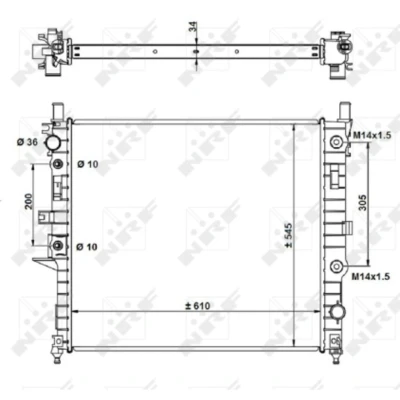 Immagine di NRF 55334 Radiatore motore Alluminio 610 545 34 con parti annesse Alette di raffreddamento saldate MERCEDES BENZ: Classe ML mister auto, norauto,