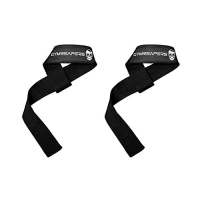 Immagine di Gymreapers Cinghie da Polso per Sollevamento Pesi, Bodybuilding, Powerlifting, Allenamento della Forza, stacchi Terra Neoprene Imbottito con Cotone 45,7 cm (Nero Senza Imbottitura)