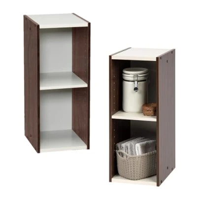 Immagine di Iris Ohyama, Libreria/scaffale per armadietto a 2 livelli/mobili laterali/scaffale salvaspazio, Modulare, Altezza mensola regolabile 3,2 cm, Ufficio, Casa Space Saving Shelf UB 6025 Marrone