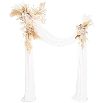 Immagine di Fashionapple Kit Di Fiori Ad Arco Per Matrimonio (Confezione Da 3), Artificiali Con Drappeggi in Chiffon Nozze, Composizione Floreale Pergolato Cerimonia Nozze,Beige