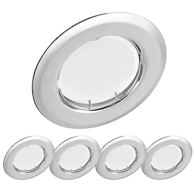 Immagine di YanFeiYit faretto da incasso a LED, rotondo, cromato, 3 Watt, 230 V, dimmerabile, diametro 55 60 mm, foro soffitto, soffitto (set 5 pezzi, bianco