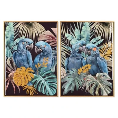 Immagine di Home ESPRIT Quadro Pappagallo Tropicale Laccato 50 x 3,5 70 cm (2 Pezzi)