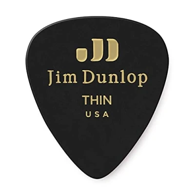 Immagine di Dunlop Classic, Plettri Per Chitarra In Celluloide, Confezione Da 12 Pezzi Thin Black