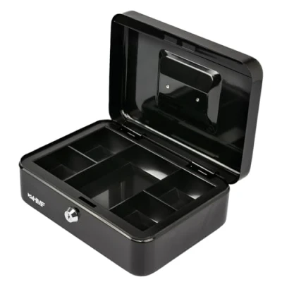 Immagine di HMF 10125 02 Cassetta Portavalori con Vassoio Portamonete 25 x 18 9,5 cm, nero