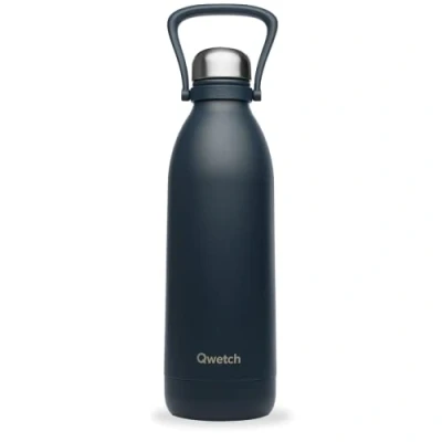 Immagine di QWETCH Bottiglia Isotermico Matt Grigio cabonne 1,5l 48h Freddo &amp; 16h Caldo Senza BPA, Impermeabile in acciaio inox con manico di trasporto