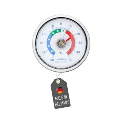 Immagine di Lantelme Termometro per frigorifero, autoadesivo, temperatura + 50 C, analogico, colore argento, congelatore, vano bimetallico analogico (argento)