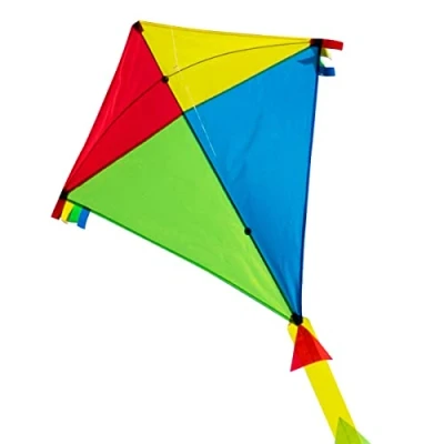Immagine di CIM Grande aquilone SUPER DRACHEN Rainbow Eddy XL monofilo per bambini a partire da 6 anni 90 x 98 cm comprende corda 80 m e coda strisce