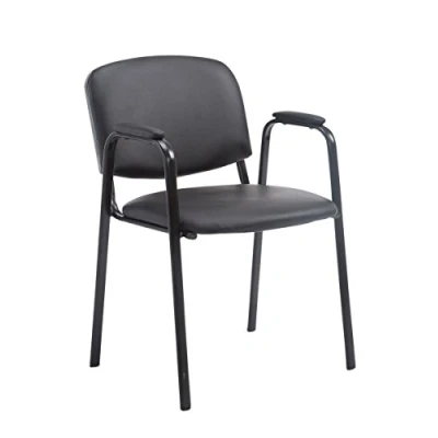 Immagine di CLP Sedia Visitatore Ken Pro Imbottita In Similpelle I Conferenza Portata Max 120 KG Riunioni Telaio Metallo, Colore:nero