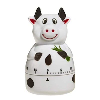 Immagine di TFA Dostmann Cow Timer analogico da Cucina, 38.1007, per Uova, con Movimento a Carica Metallica, Allarme Acustico, plastica, Bianco Nero