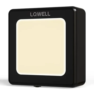 Immagine di LQWELL® Luce Notturna con Presa Pieghevole Sensore Crepuscolare, Lampada LuminositÀ Regolabile, Automatica Presa, di Orientamento (Nero, 1 Pezzo)