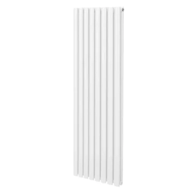 Immagine di Radiatore a colonna ovale 1600mm x 480mm Designer Doppio pannello Termosifone Bianco Acciaio Inclusi Spazzola per la pulizia Kit di fissaggio e staffe
