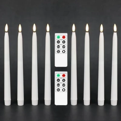 Immagine di Fanna 8 Candele Coniche Led Bianco per Candeliere con Telecomando e Batterie, Timer Natale Avvento Uso Interno H 28cm