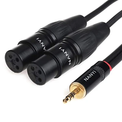 Immagine di XLR del cavo divisore, NANYI microfono cavi Patch, 3 pin maschio a doppio adattatore Y femmina mic DMX patch con rame oxygen free, (1.5 metri / 5 Feet)