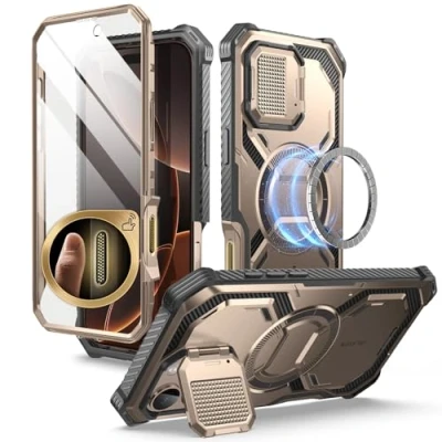 Immagine di i Blason Armorbox Cover per iPhone 16 Pro Max 2024 con Fotocamera [Compatibile MagSafe] Custodia Robusta tutto il Corpo Proteggi Schermo Integrato e Supporto (Bronzo)