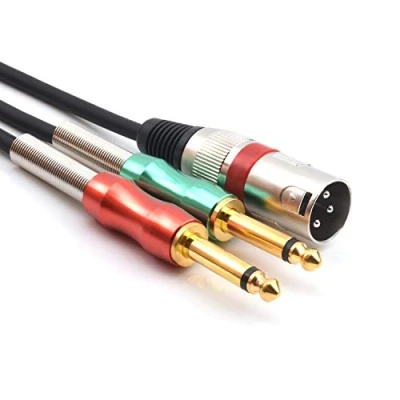 Immagine di SiYear XLR a 3 pin maschio doppio 6,35 mm 1/4 Y Cavo splitter Y, mono (1/4 di pollice) spina Microfono Convertitore audio adattatore (3m)