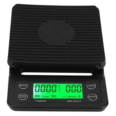Immagine di bilancia per caffè con timer, espresso da versare, elettronica cucina di alta precisione la preparazione del caffè, display LCD(Nero)