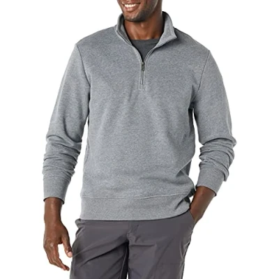 Immagine di Amazon Essentials Felpa in Pile a Maniche Lunghe con Cerniera Intera Uomo, Grigio Medio Puntinato, XS