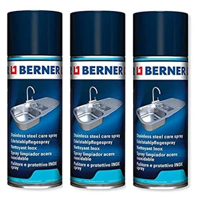 Immagine di 3 spray Berner in acciaio inox (3 x 400 ml). detergenti speciali per tutto
