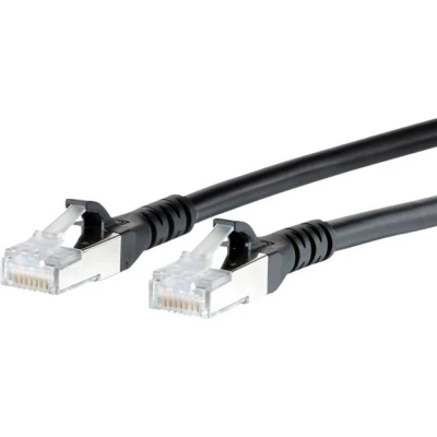 Immagine di Metz Connect 130845A000 E RJ45 cavo di rete, patch CAT 6A S/FTP 10.00 m Nero con protezione 1 pz.