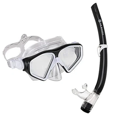 Immagine di US.Divers Kit per immersioni,maschera e boccaglio bambini dai 6 anni in su con visione panoramica a 180,protezione UV,lenti antiappannamento anti perdita escursioni acquatiche snorkeling