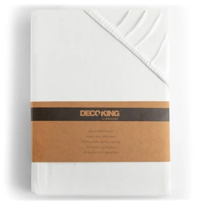 Immagine di DecoKing Lenzuolo sotto con angoli elasticizzati 100% jersey in cotone pettinato, Amber Collection, 200x220 220x240 cm, Bianco