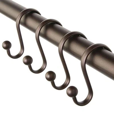 Immagine di iDesign 55871 Axis Ganci per tenda da doccia, in metallo, resistenti alla ruggine, il bagno degli ospiti, padronale, set di 12 pezzi, bronzo