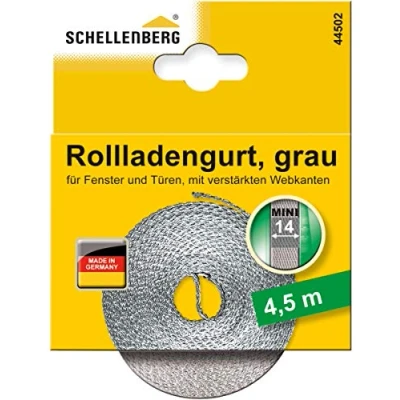 Immagine di Schellenberg 44502 Cinghia per Avvolgibile Larghezza 14 mm Lunghezza 4,5 m Grigio