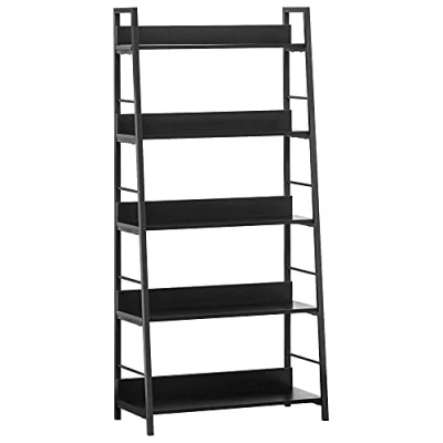 Immagine di HOMCOM Scaffale per libreria, stile industriale, inclinato, 5 livelli, 70 x 35 150 cm, colore: nero