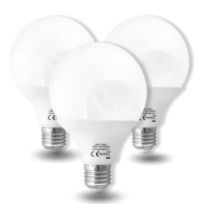 Immagine di JANDEI 3 x Lampadina LED globo, filettatura G95 E27, 15W (equivalente a 100W). Perfetto per uffici, case, garage, corridoi (Bianco Freddo 6000K)
