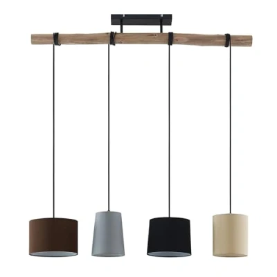 Immagine di lampada a sospensione &#039;Amilia&#039; dimmerabile colore Ocra, in Legno ad es. Soggiorno &amp; Sala da pranzo (4 luci, E27) di Lindby tessuto, soffitto, plafoniera