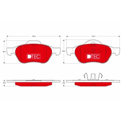 Immagine di TRW DTEC COTEC GDB1540DTE Kit pastiglie freno Non predisposto per contatto segnalazione usura RENAULT: LAGUNA 2 Grandtour,