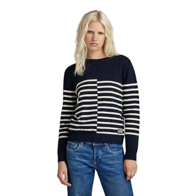 Immagine di G STAR RAW Broken Stripe Jumper Donna, Blu (salute D24489 D563 C742), L