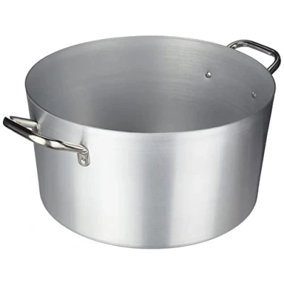 Immagine di Pentole Agnelli PCMX0438 Casseruola Alta in Alluminio con 2 Maniglie Acciaio Inossidabile, 21 Litri, Argento