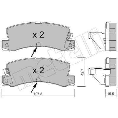 Immagine di METELLI 22 0161 2 Kit pastiglie freno con segnalatore acustico usura TOYOTA: Corolla VIII Compact, Station Wagon, Liftback