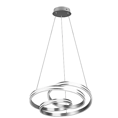 Immagine di Trio, Sospensione, Nuria incl. 1 x LED,SMD,60,0 Watt,2300+3000+4000K,7200 Lm. Finitura: Metallo, Nichel opaco Ø:60,0cm, A:150,0cm Dimmerabile tramite interrutto,DIP Switch